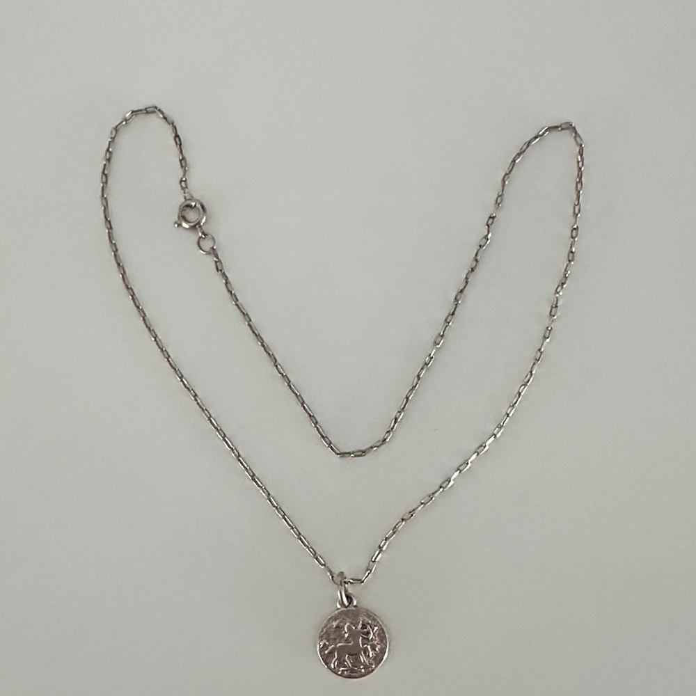 Silver Disc Pendant Necklace - Sterling Tone